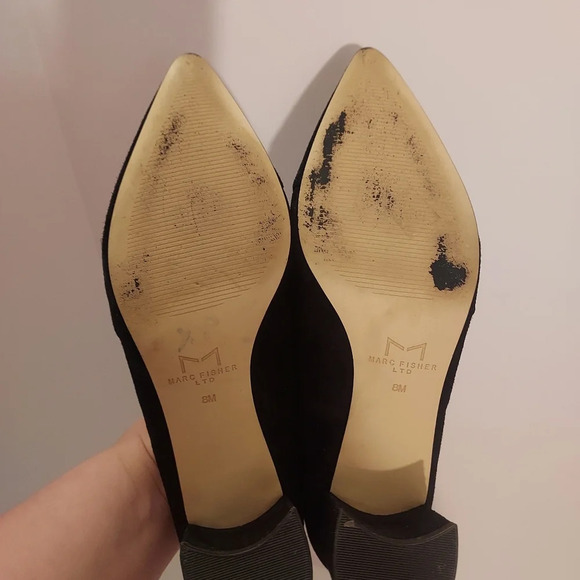 Marc Fisher LTD Black Suede Mlyovani Pointed Toe Block Heels in Size 8 M - Picture 8 of 13
